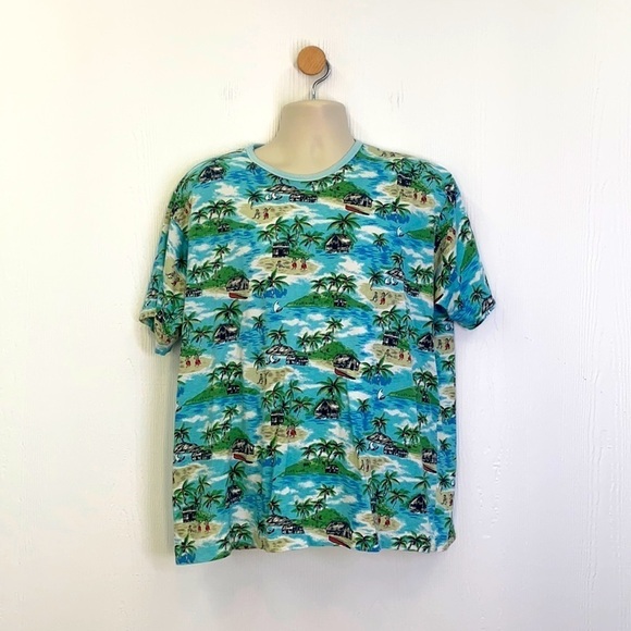 J.Crew - Vintage Palm Tree and Hula Dancer Short Sleeve Tee Shirt Size Large - Picture 1 of 10